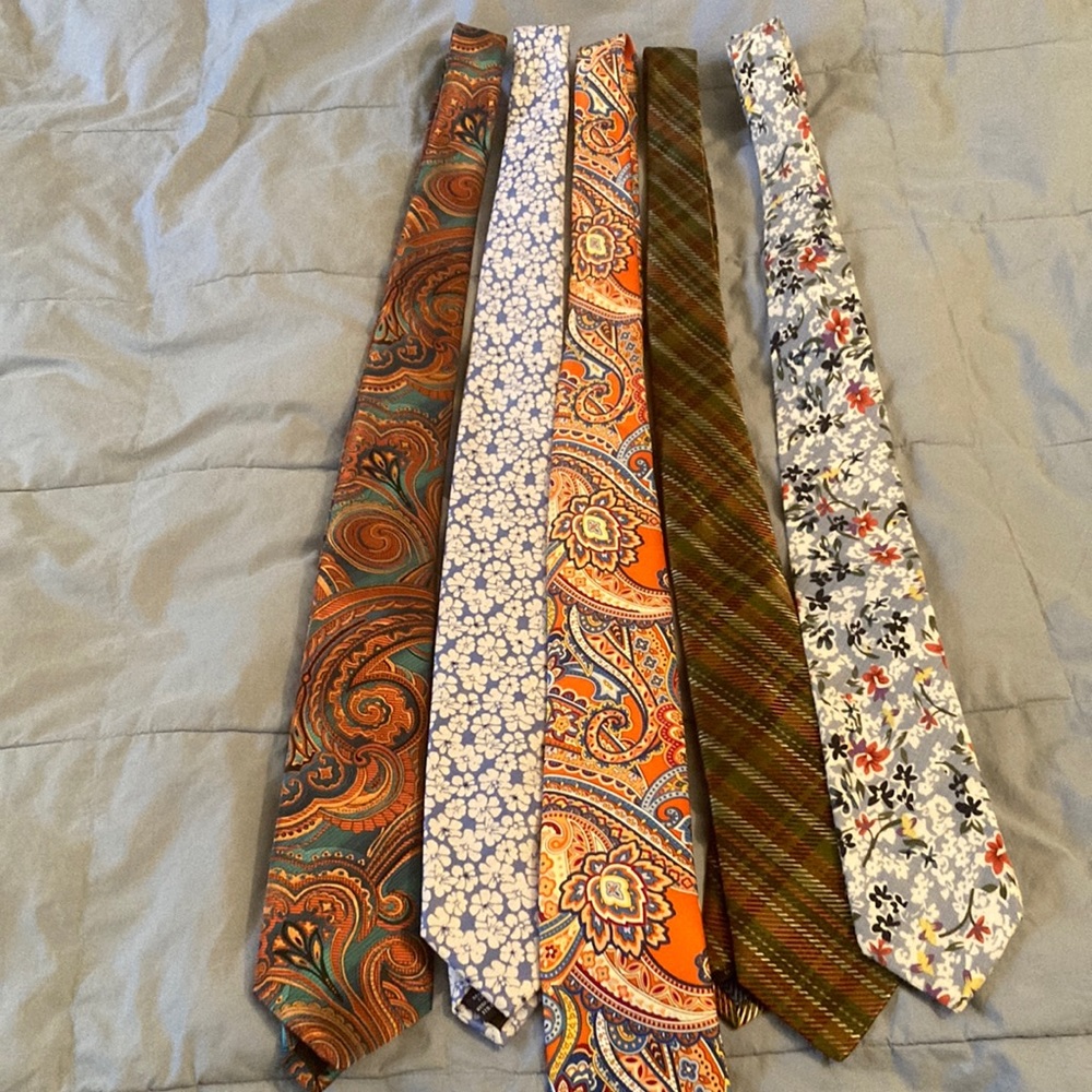 5 for 50 fun ties all designers snd designs perfect condition multiple colors